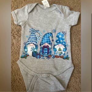 Gray Gnome Print Baby Onesie